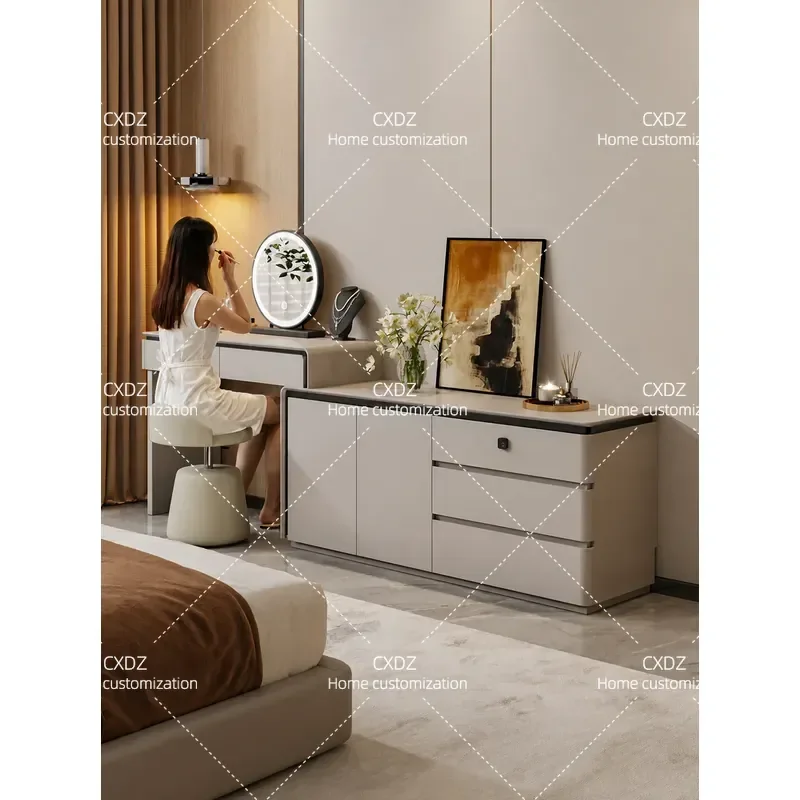 Italian cream style makeup table chest integrated bedroom end of bed fragrance storage dressing table storage end of bed