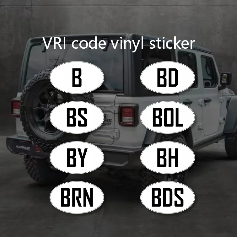 VRI Country Code Car Sticker Vinyl International Vehicle Registration Circulation 30x18mm White Oval BS BRN BD BDS BY B BH BDL