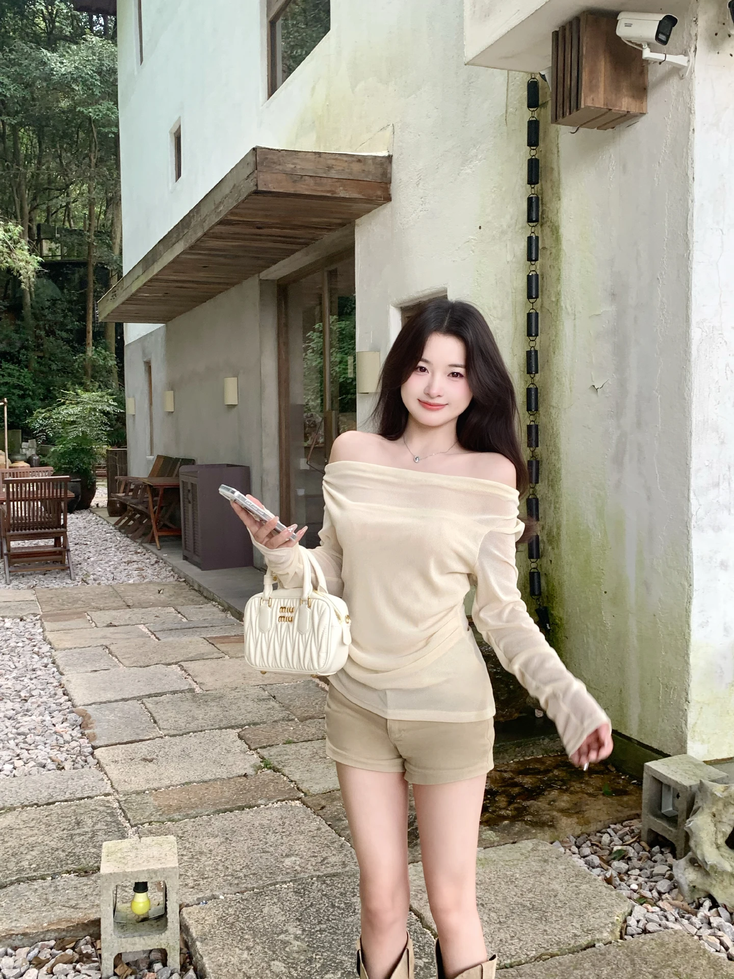 

Banana Design Sensation oulder Bared Knitted Top Women's Long Sve Slimming Autumn Faionable Commute Sle Color
