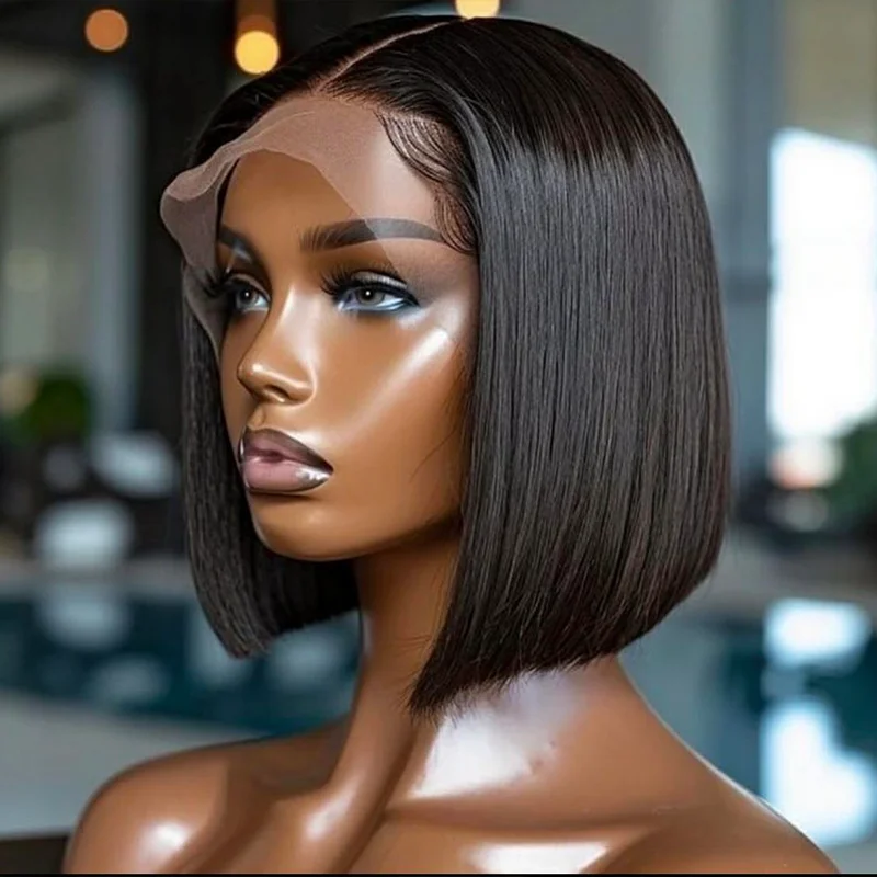 

Clearance Sale Bone Straight Short Bob Wigs 100% Real Human Hair 13x4 Lace Front Bob Wigs Pre Plucked Hairline Cheap For Woman