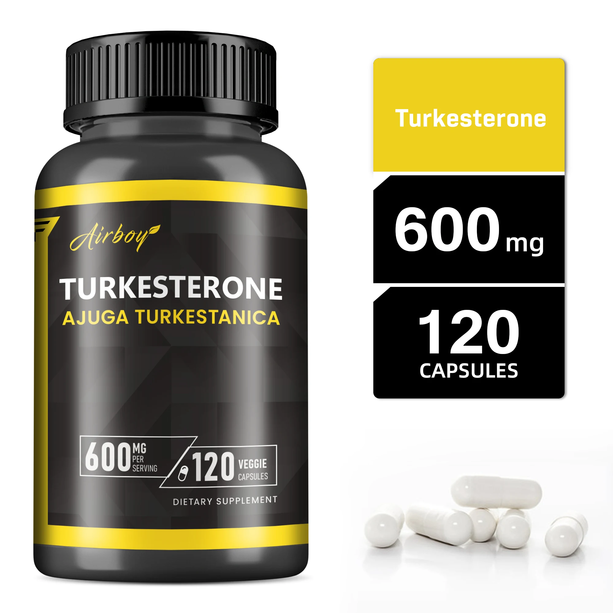 

Turkesterone Supplement - Improves Male Performance, Endurance, Motivation, Focus & Muscle Mass - 120 Capsules
