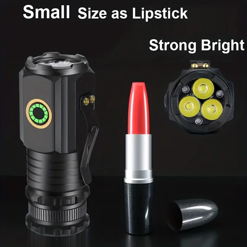 Powerful EDC LED Flashlight USB Rechargeable Small Torch 5 Modes Lightweight Mini Flashlight for Camping Hiking Emergencies