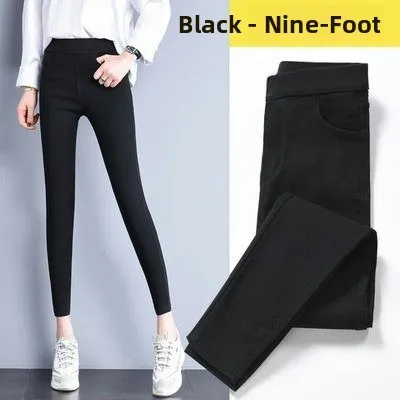 

Black High-Waist Slimming Pencil-Shape Base Layer Pants Women's Summer Thin New Style Magic Slimming Versatile Trousers