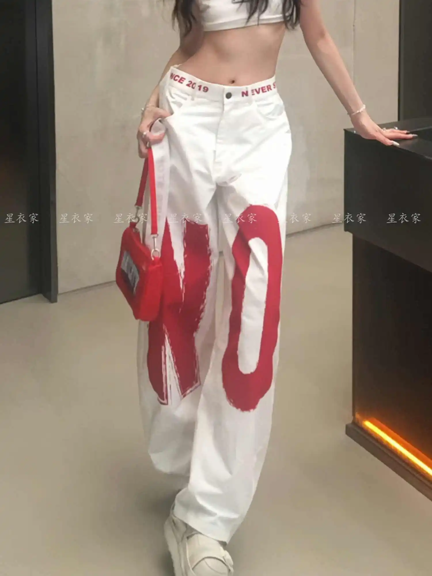 

Women's White Baggy Boyfriend Parachute Pants Oversize High Waist Cargo Pants Harajuku Japanese 2000s Style Vintage Y2k Trousers