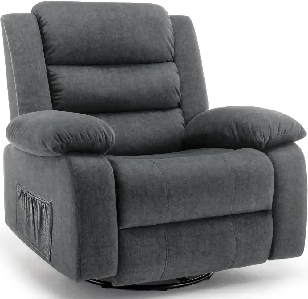 

Wide Rocker Chair, Rocking Chair with Massage and Heat,360°Swivel Nursery Rocking Chairs, Cashmere Reclining Sofa, Grey