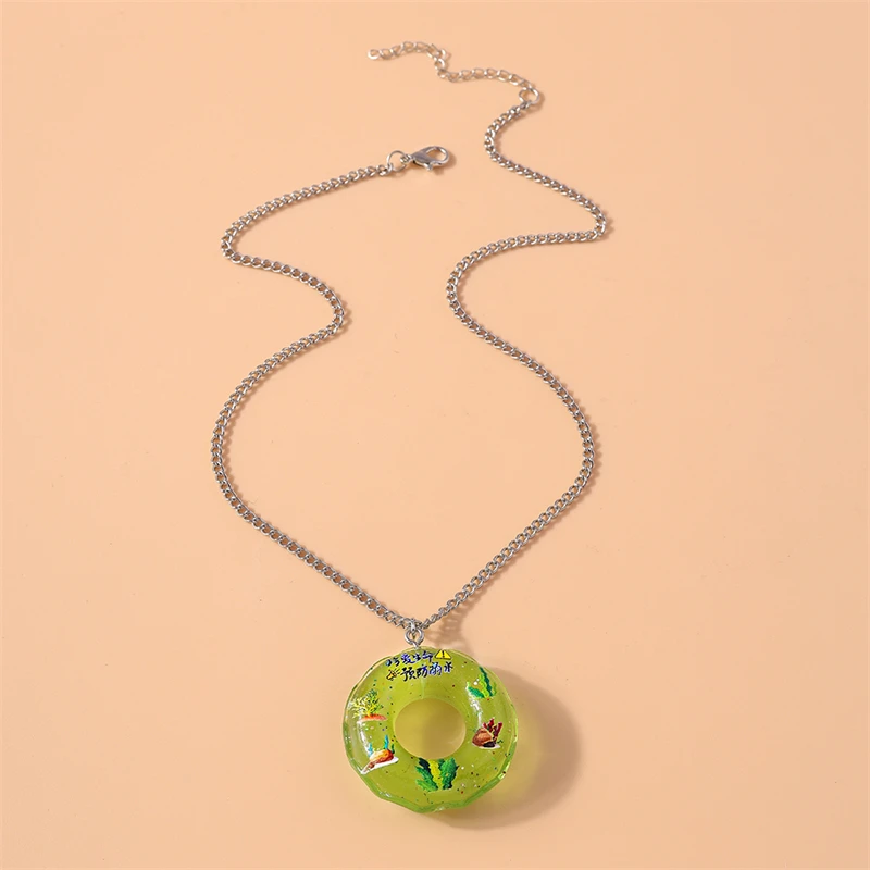 Modische Bunte Harz-Schwimmring-Halskette für Frauen und Mädchen Sommer Strand Urlaub Schmuck Geschenke – Detail 13