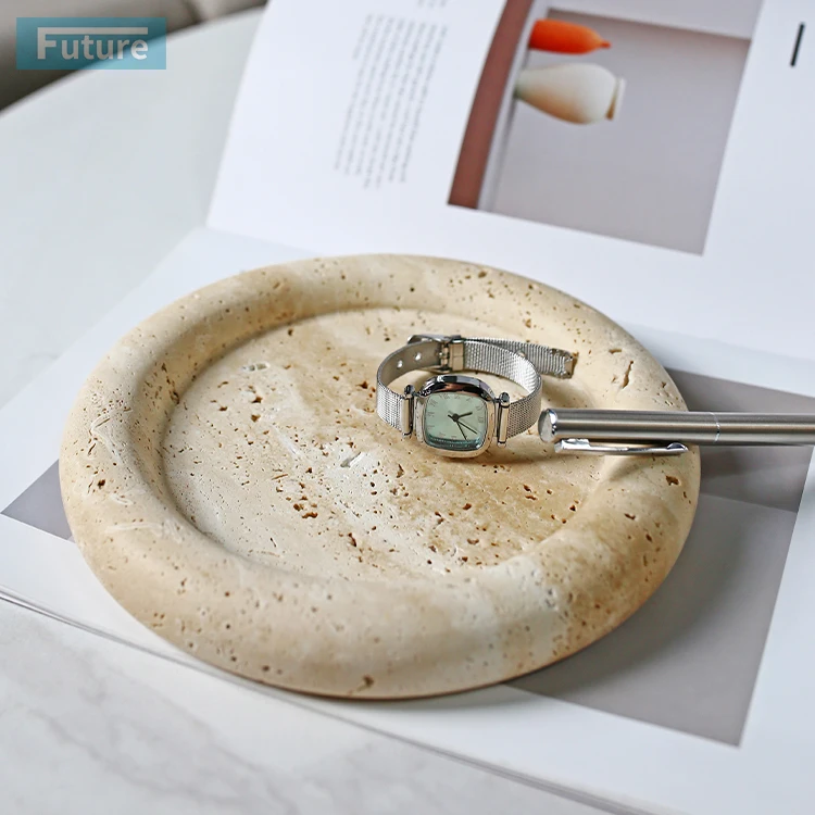 

Natural Marble Round Shape Pallet Living Room Light Luxury Storage Jewelry And Jewelry Decorative Ornaments Pallet 20x20x3cm