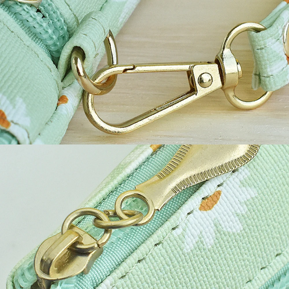 Cartera larga con estampado de margaritas para mujer, monedero con doble cremallera, bolso de mano de cuero Pu, almacenamiento multicapa, bolso de mano con clip