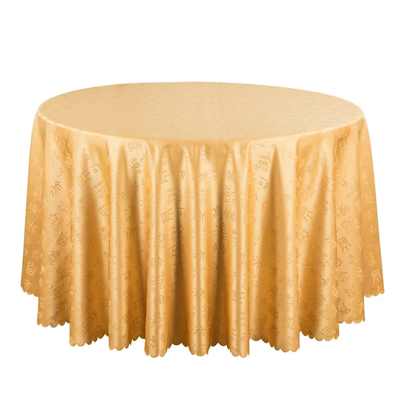 260cm Polyester Jacquard Red Gold Table Covers For Hotel Party Dining Round Table Cloths Decoration White Tablecloth Rectangular