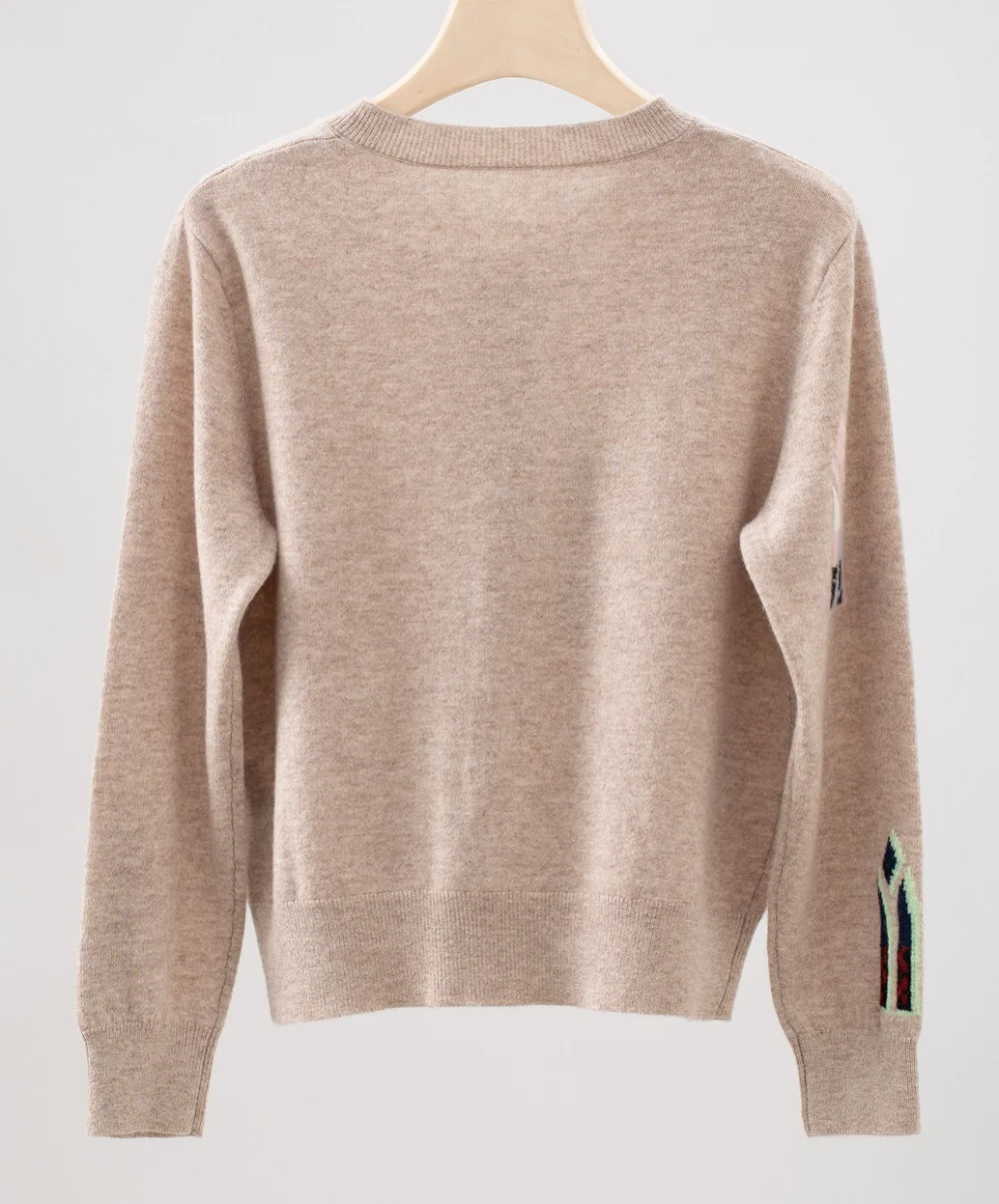 Top Qualität Neue Wolle Kaschmir Gestrickte Mäntel 2025, Herbst Winter Strickwaren Frauen Farbe Block Stickerei Vintage Khaki Schwarz Mäntel