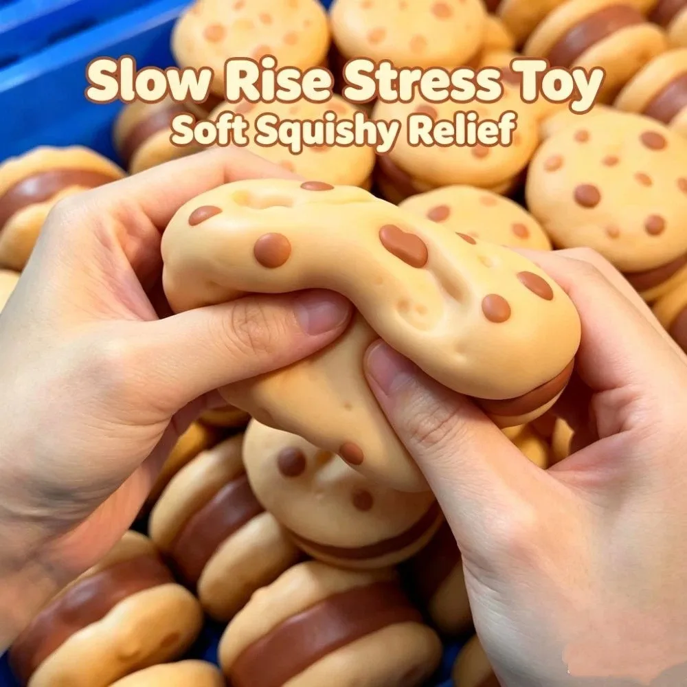 Crunchy Chocolate Cookie Squeeze Toy Moldable Sound Effects Crackling Cookie Squishy Toy Hand Relax Kneading DIY Empty Ball Skin
