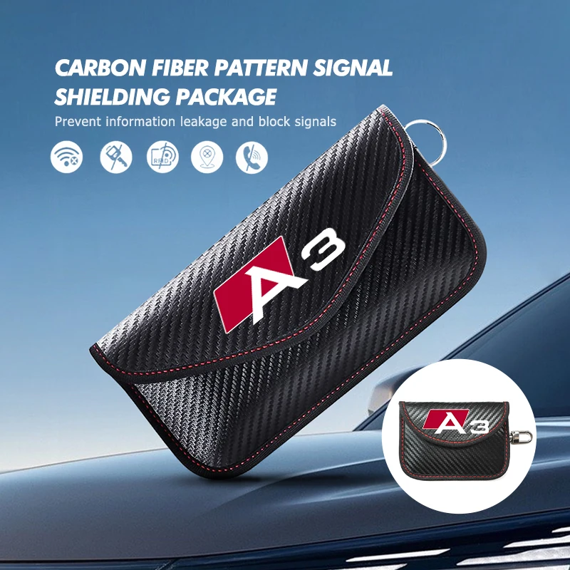 For Audi Car Key Signal Blocker Case Pouch Keyless RFID Blocking Bag Accessories A1 A3 A4 A5 A6 A7 A8 Q2 Q3 Q5 Q7 Q8 TT QS5 B6