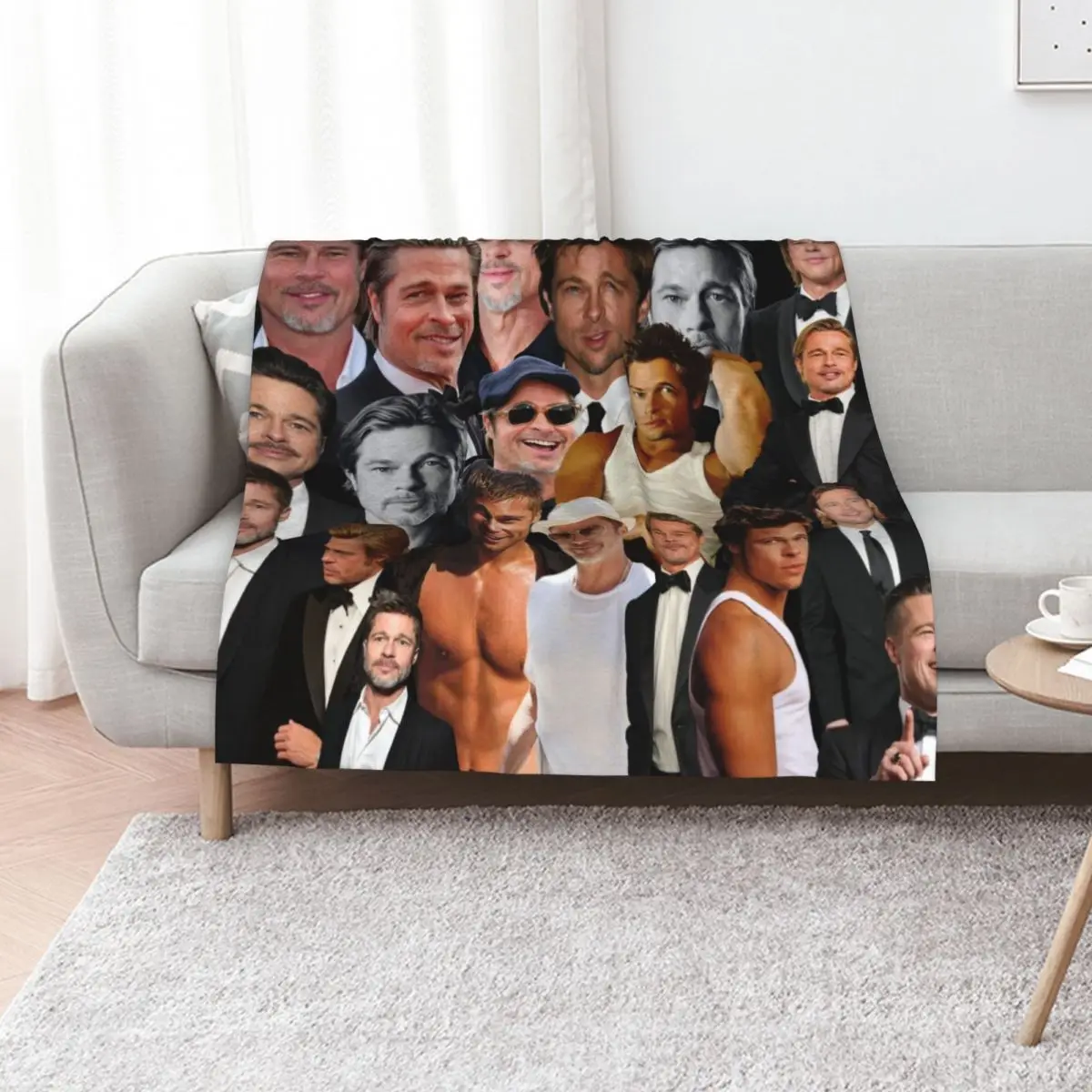 

brad pitt photo collage Throw Blanket Thermals For Travel For Decorative Sofa Decoratives Moving Blankets