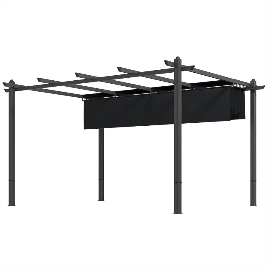 

Алюминиевая пергола: серый выдвижной навес 10x13 для солнцезащитного козырька в саду, патио или заднем дворе