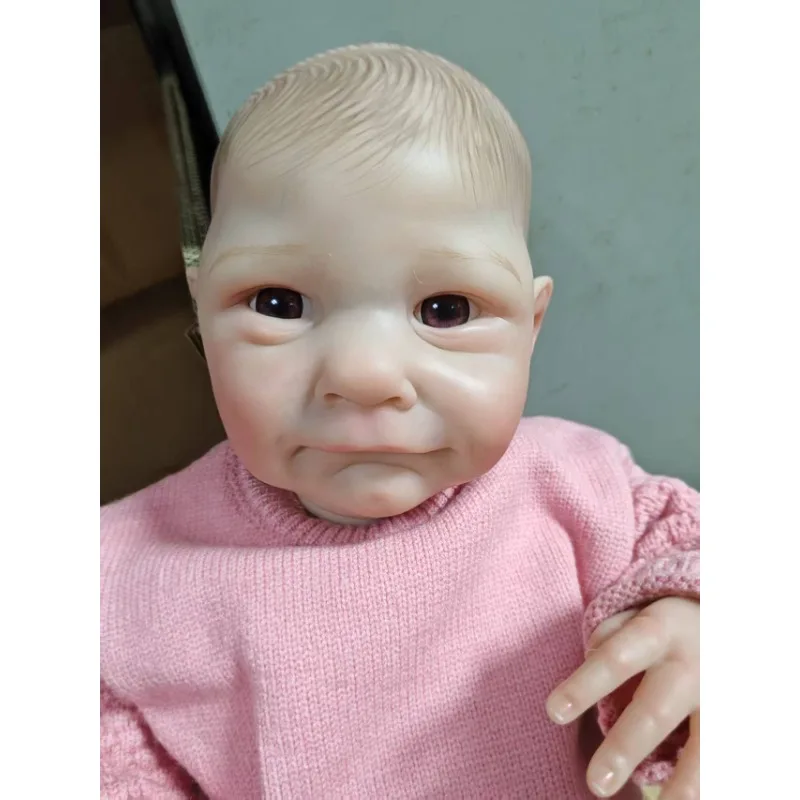 49 cm herboren babypop al geschilderd afgewerkte baby 3D huid zichtbare aderen verzamelbare kunstpop