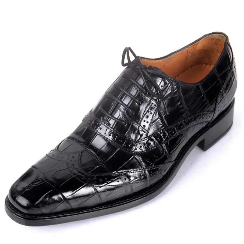 hulangzhishi new arrival Pure manual  crocodile leather  crocodile  Leather shoes lace-up male formal