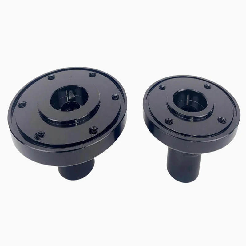 Custom CNC Machined Black Anodized Aluminum Shaft Coupler with Set Screw Holes Made in China