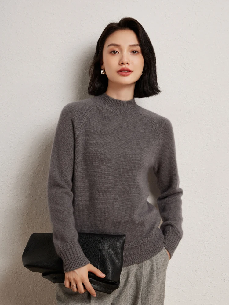 2025 New Luxury Women100% Cashmere Sweater Mockneck Pullover Thickened Highquality Cashmere Knitwear Autumn Winter Clothing Tops