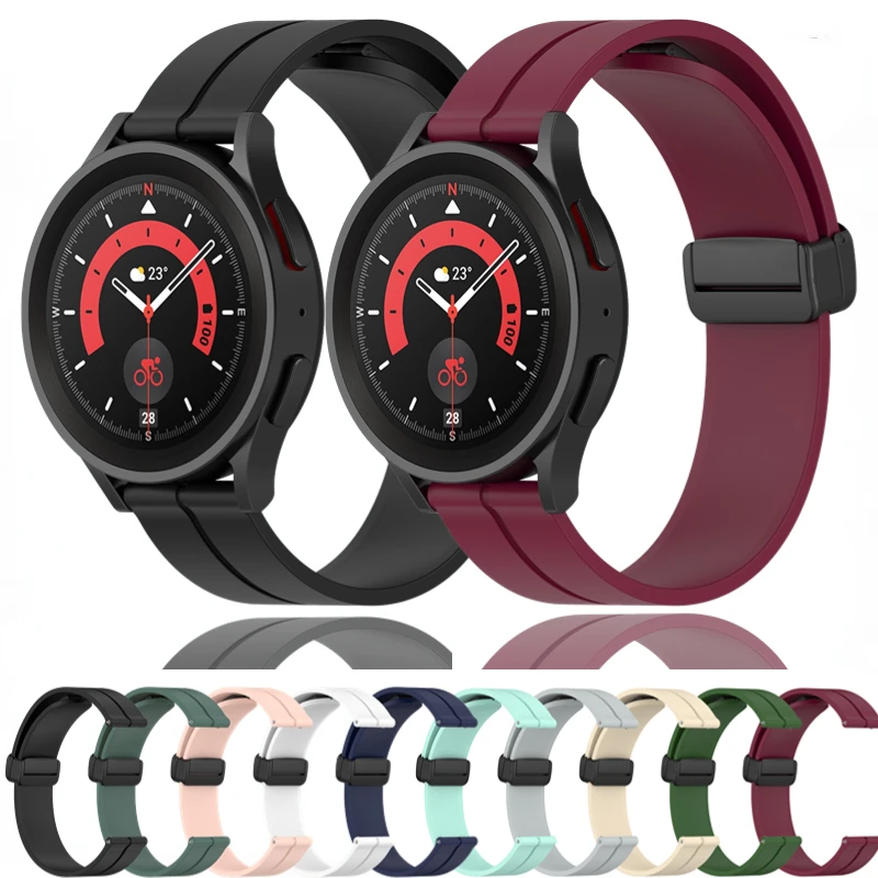 

20mm 22mm Silicone strap For Samsung Galaxy watch 5 4 3 Gear S3 Huawei watch GT/2/3 Pro Magnetic snap wrist band For Amazfit GTR