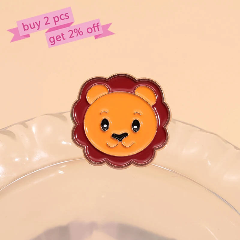 Cute Flower Little Bear Lion Enamel Pins Custom Lovely Collar Brooches Lapel Badges Clothes Animal Jewelry Gift for Kids Friends