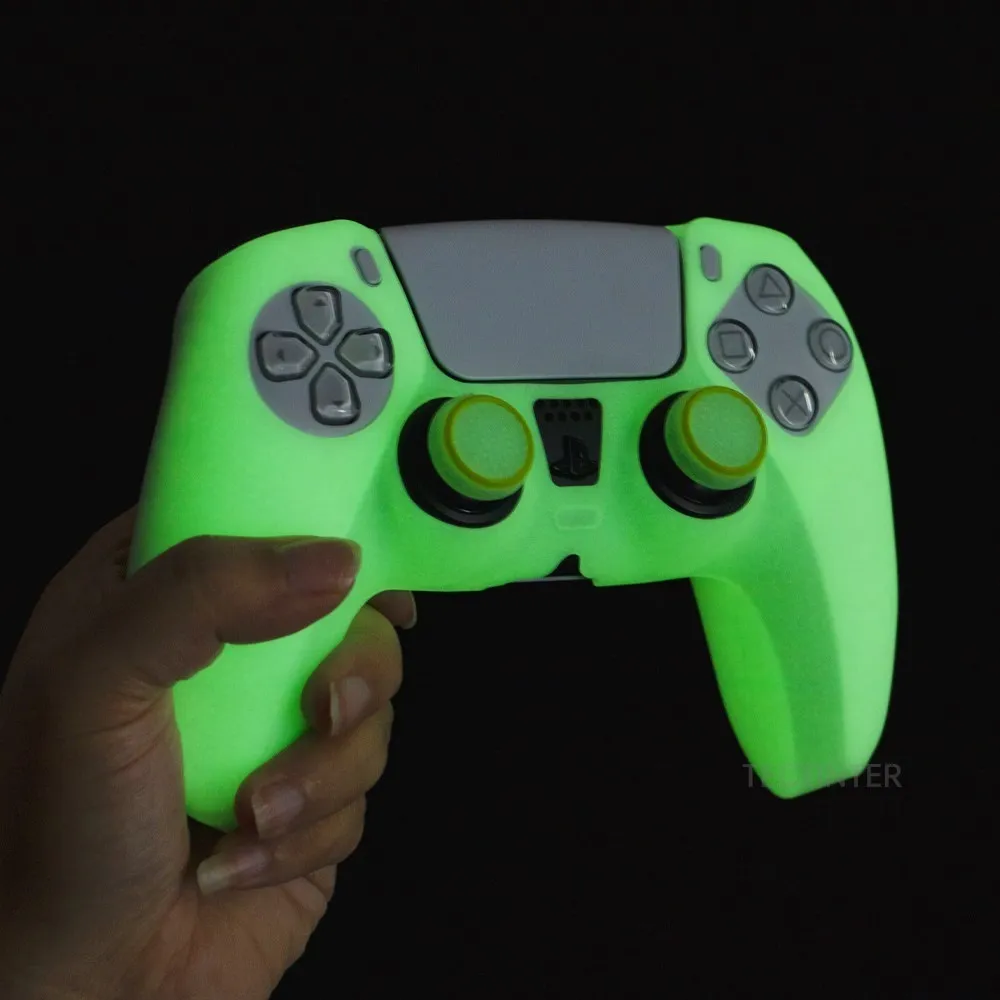 Glowing Silicone Case For PS5 Controller Rubber Cover Shell For PS5 Gamepad Joystick For PS5 Accessories Thumbstick Grip Caps