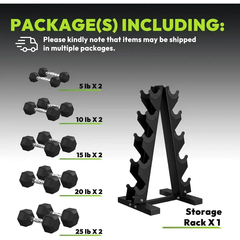 Hex Dumbbells with A-E Rack, 100-600 lb Weight Options, Non-Rolling Hexagon Design, Comfortable Grip for Home Gym Use view 2