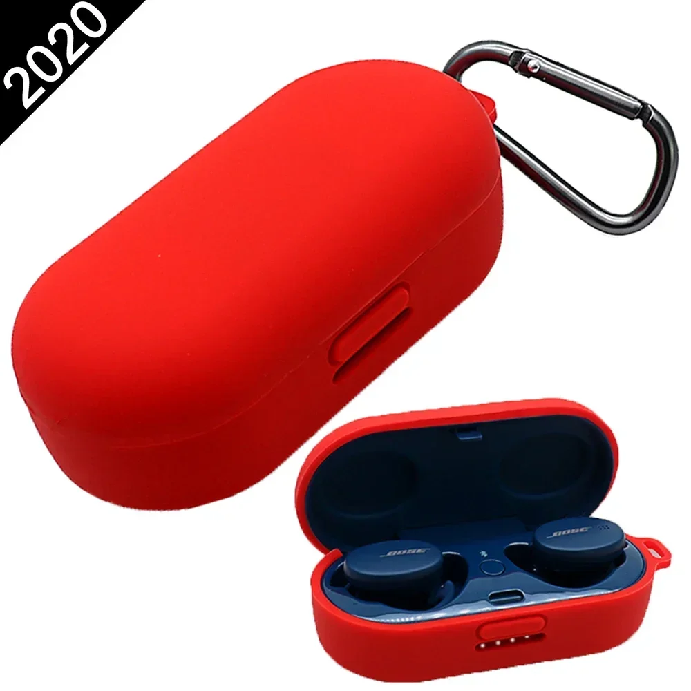 Capa protetora lavável, à prova de poeira, à prova de choque, silicone, bolsa para bose sport, fones de ouvido sem fio com mosquetão, chaveiro