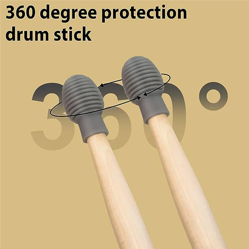 SOLO Drum Stick غلاف من السيليكون، مجموعة صوت ضعيفة، أكمام واقية لعصا الطبل (رمادي)-ABJQ #4