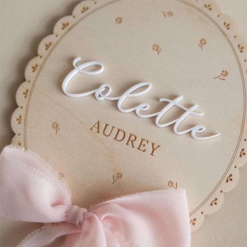 Personalized Baby Name Plaque, Scalloped Engraved Birth Announcement, Nursery Decoration, Hospital Birth Announcement Board
