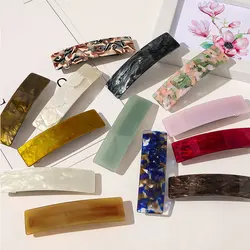 Épingles à Cheveux Rectangulaires en Résine Acétate Vintage, réinitialisation Latéral Imprimé Marbre, Barrettes pour Femme, Accessoires