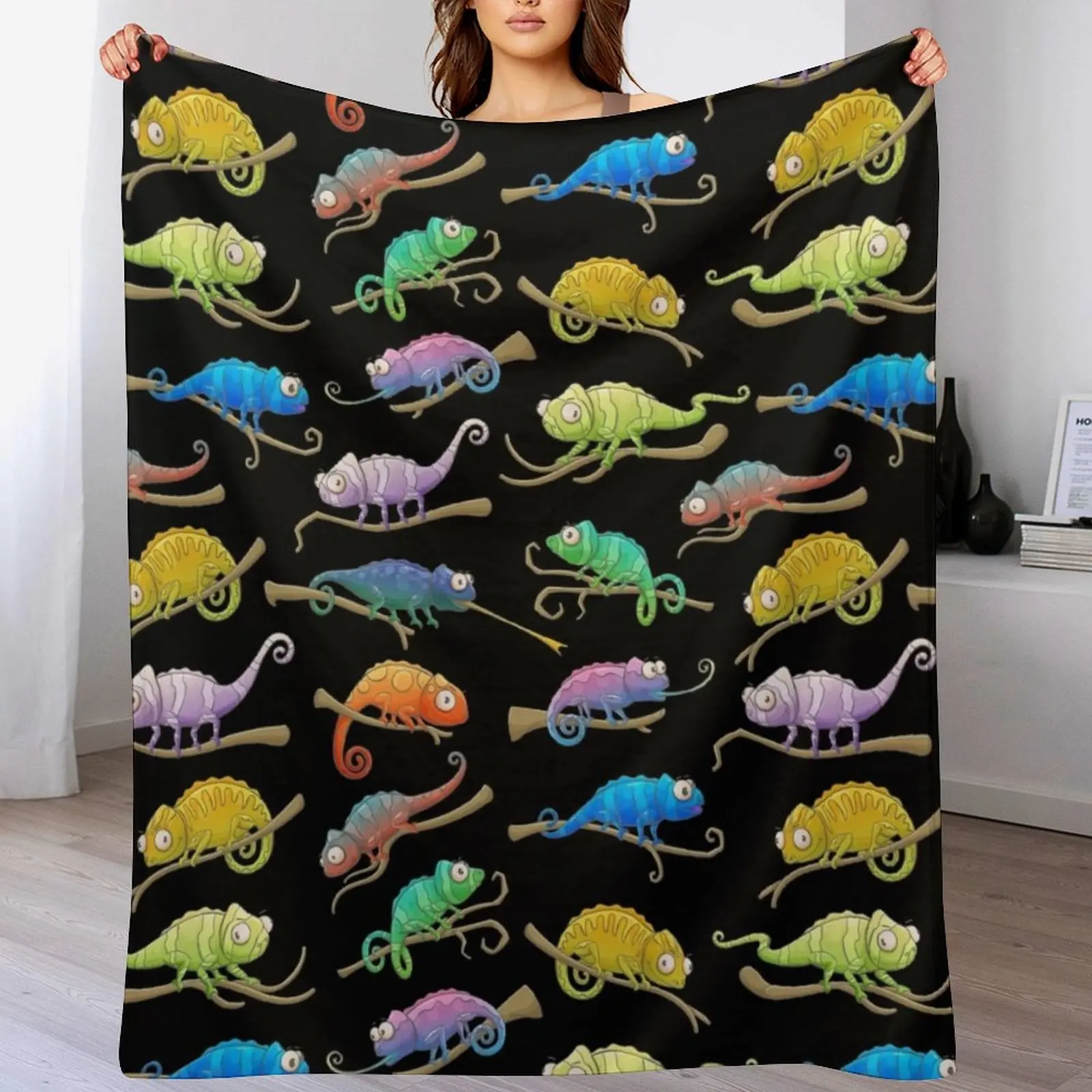 

Rainbow Chameleon pattern Throw Blanket decorative Luxury Thicken Decorative Throw Blankets
