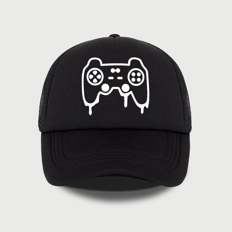 Gaming Controller Print Sponge Mesh Cap – Unisex Student Cartoon Style, Adjustable and Breathable Outdoor Mesh Cap