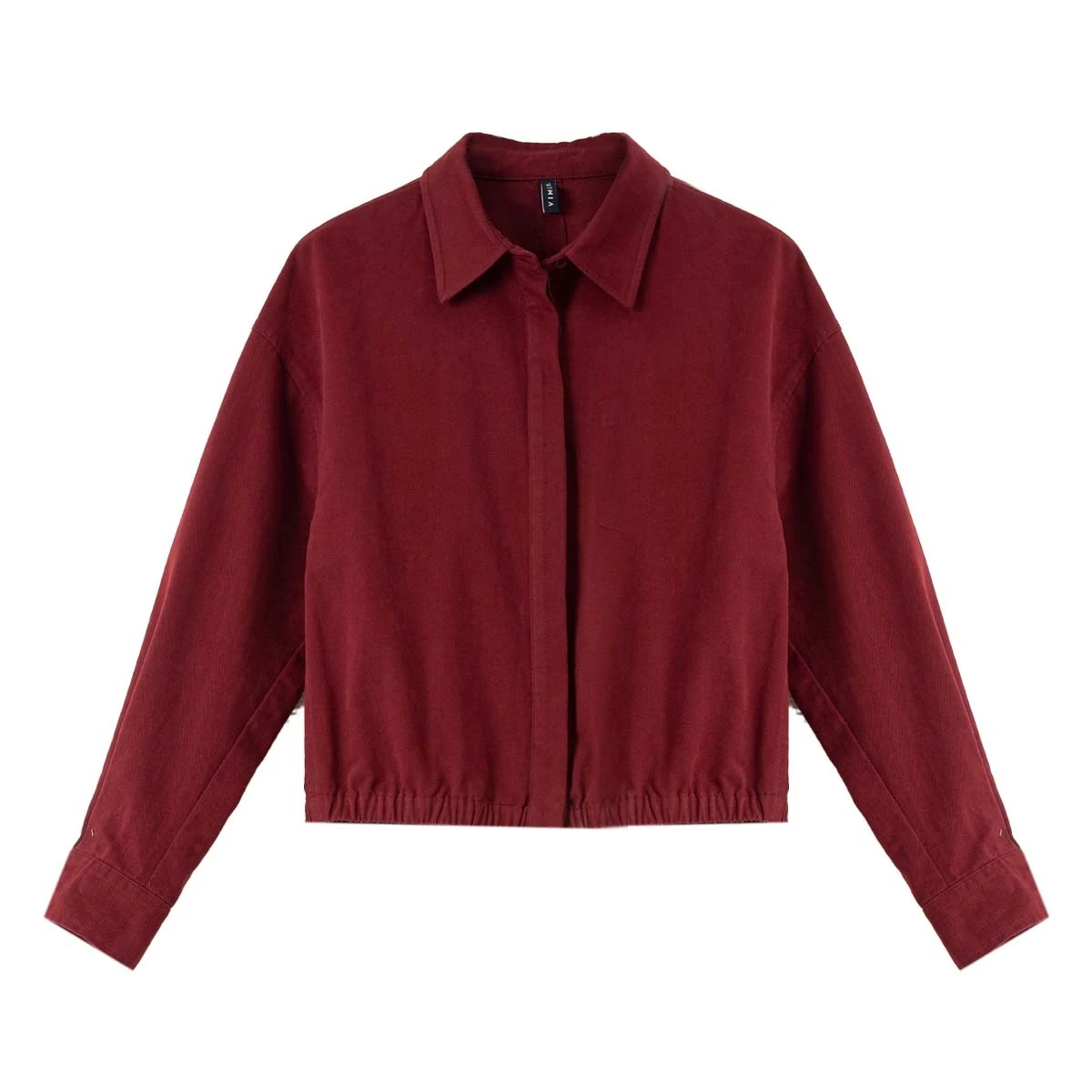 VIMLY Women's Autumn Red Jackets Long Sleeve Woman Fashion 2025 New Ruched Ladies Tops Button Turn-down Female Short Coats A2137