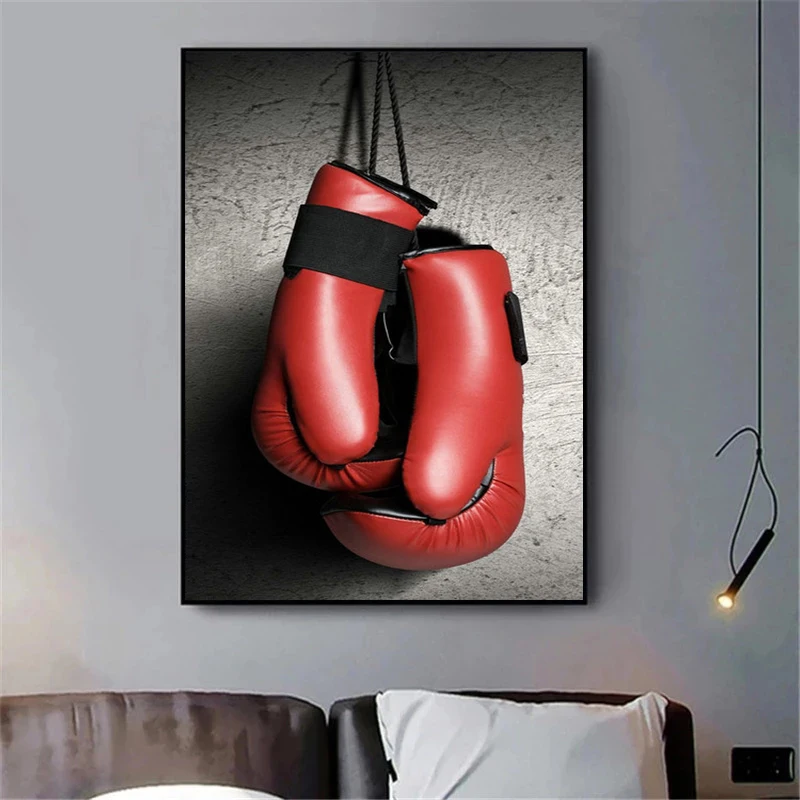 Boxing Gloves Posters Decorative Painting Black and White Canvas Prints Sport Wall Pictures for Gym Room Modern Home Decoration