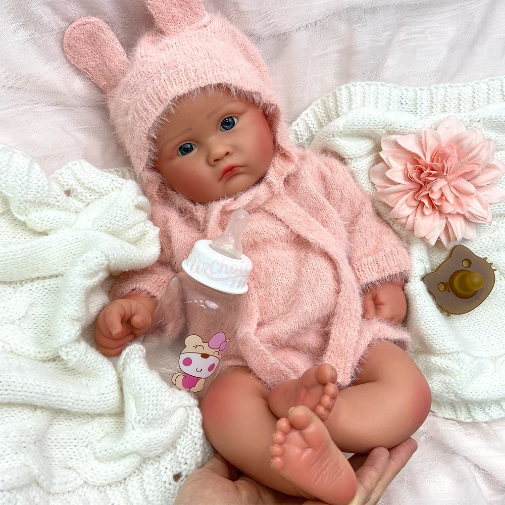 Chubby Soft Handmade 18Inch Silicone Baby Girl Lifelike Waterproof Newborn Doll Anatomically Correct for Emotional Support
