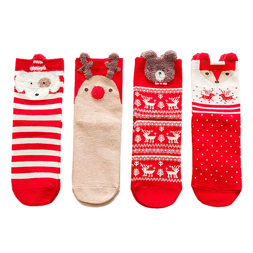 

4pcs Pairs Festival Adorable Cartoon Stockings Women Warm Cotton Xmas Decorative Party Festival Socks Gift Socks