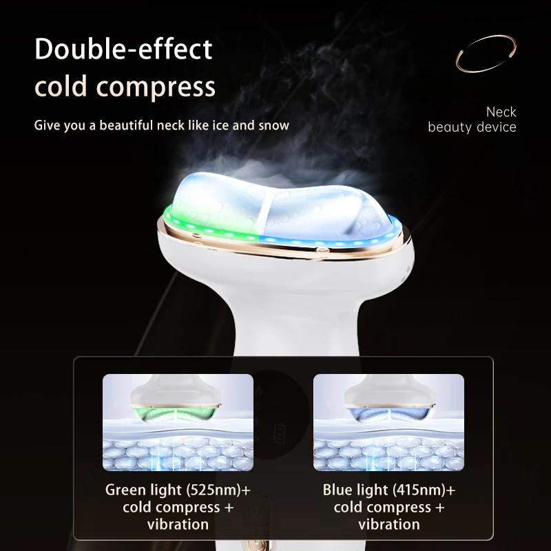 Massaggiatore per collo e viso a LED a 7 colori Terapia calda/fredda Dispositivo a microcorrente Vibrazione Spa domestico portatile
