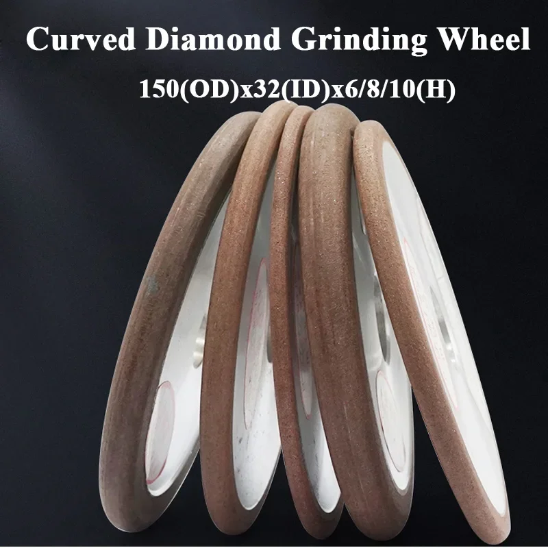 Dia150x32mm Curved diamond grinding wheel R5/R4/R3/R2/R1.5 for Circular knife, round edge, round arc,groove grinding #150~800#