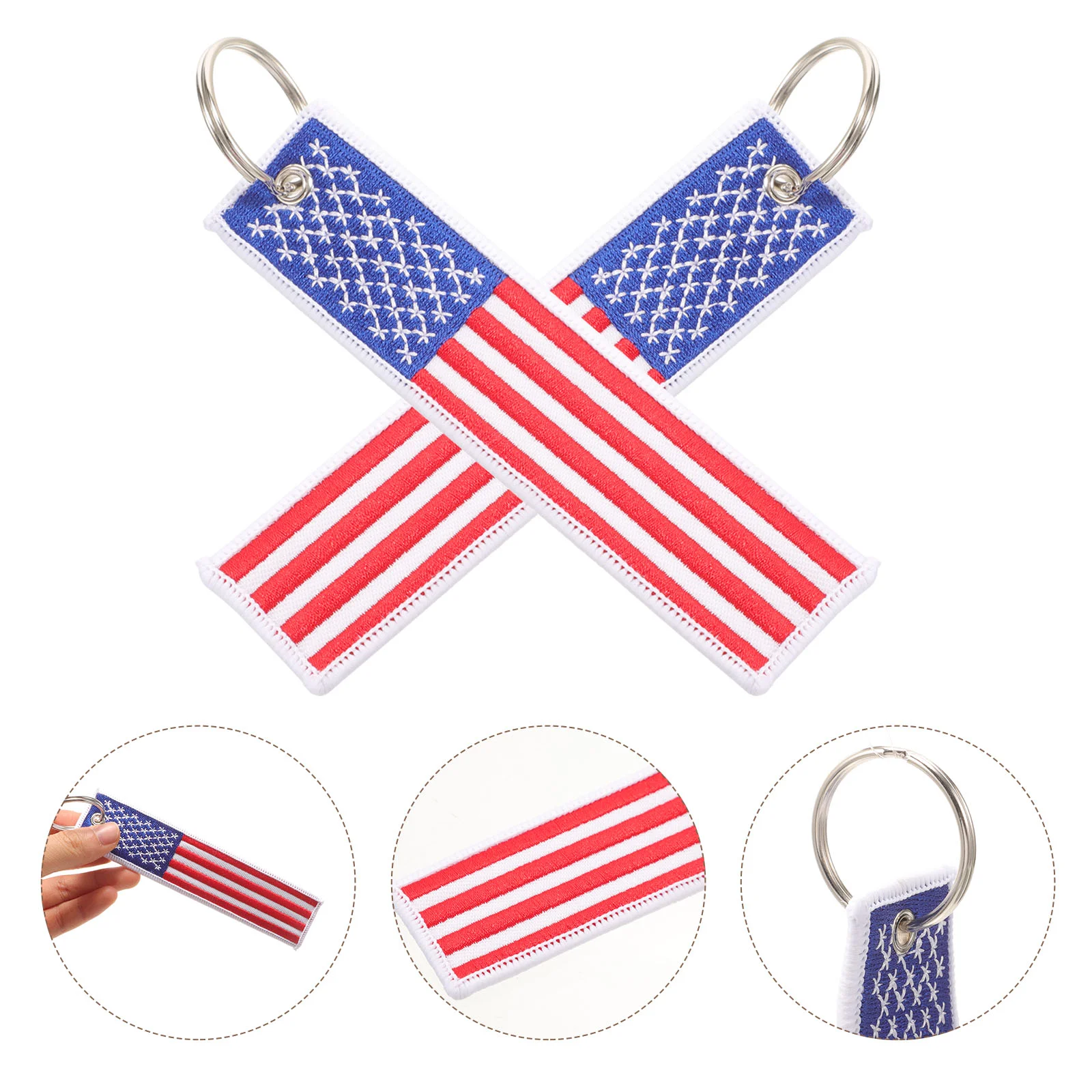 2 Pcs Flag Keychain Usa for Keys Bulk Men Chains Women American Ring Gifts Wallet Keychains