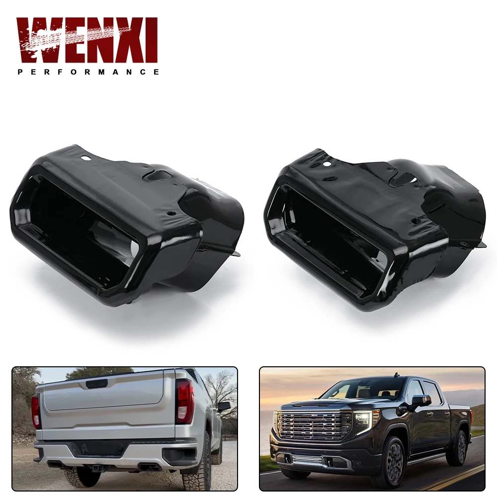 1 Pair Exhaust Tips / Bezels For 19-24 Chevy Silverado 1500 & For GMC Sierra 1500 2.7L L4 3.0L 4.3L V6 5.3L 6.2L V8