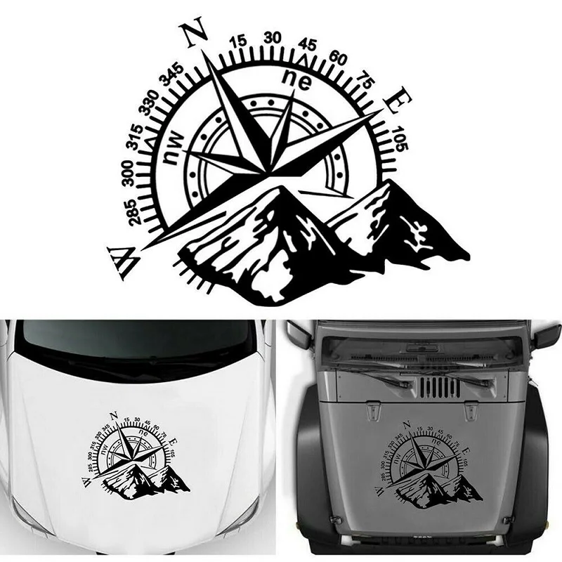 Compass and Mountains Vinyl Wall Stickers RV Car Decals Travel Adventure Compass Home Living Room Fashion Decor Stickers Gifts 5