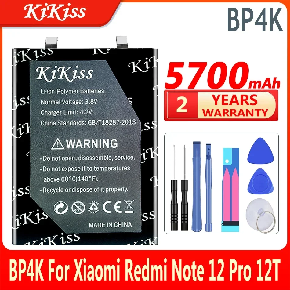 

KiKiss Battery BP4K 5700mAh For Xiaomi Redmi Note 12 Pro/12T Note12 Pro 12Pro/Poco X5 Pro X5Pro 5G High Capacity Bateria