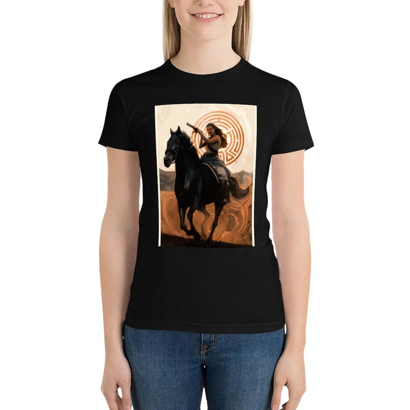 Dolores Riding his Horse- Westworld Sci-Fi Fanart T-Shirt summer tops cute tops shirts graphic tees Women t shirt