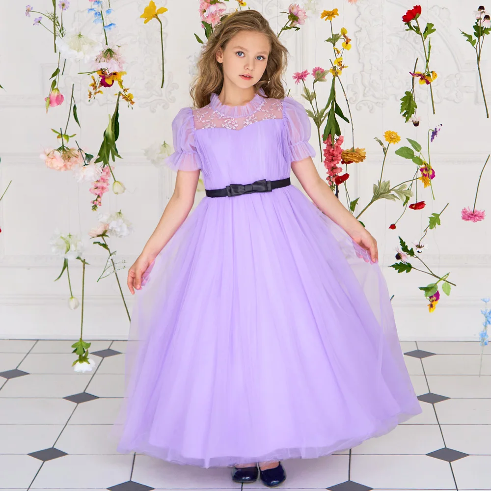 

MQATZ Summer Dress Long Sleeve Ball Gown Flower Girls Baby Clothes Children Princess Birthday Party Prom Host Wedding Bridesmaid