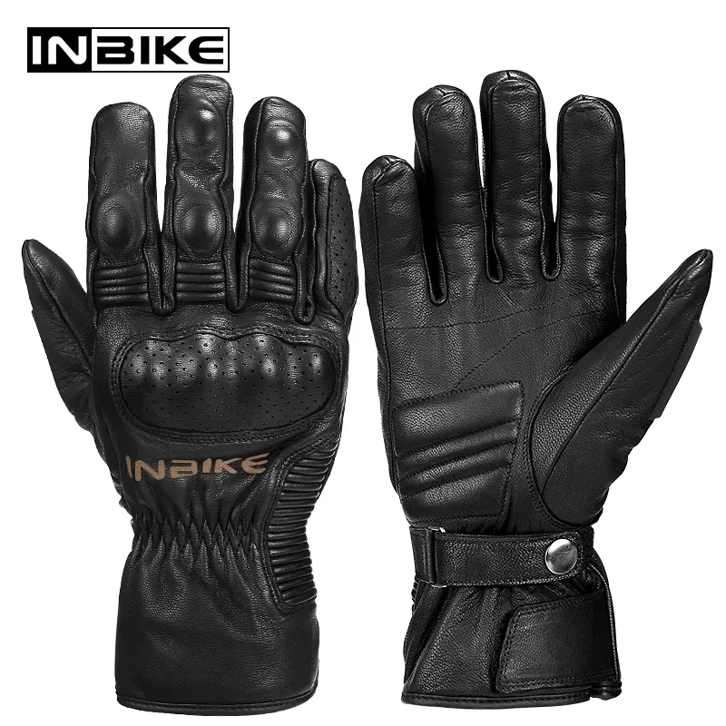 INBIKE Winter Motorcycle Gloves Goat Skin Leather Windproof Men Cycling MTB Bicycle Motorbike Protective Motocross Gloves IM863