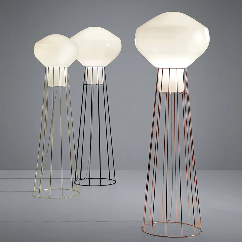 Italy Design Metal Floor Lamp with Glass Lampshade Table Desk Light E27 Bulb