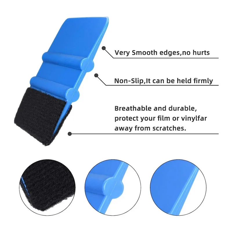 10Pcs Vinyl Squeegee with 10Pcs Squeegee Felt Fabric for Tint Film Decal Scraper Applicator Vinyl Wrap Window Tint Tool