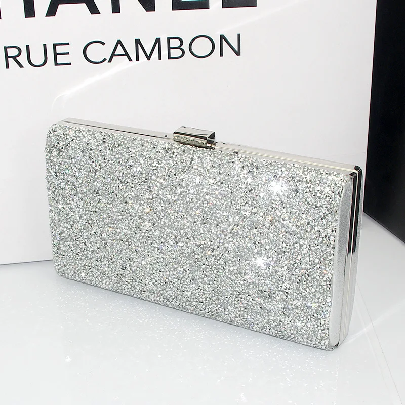 Silver Bling Bag Crossbody Evening Purse Luxury Clutch Party Diamond Handbags for Women Designer Shoulder Ladies Hand Bag