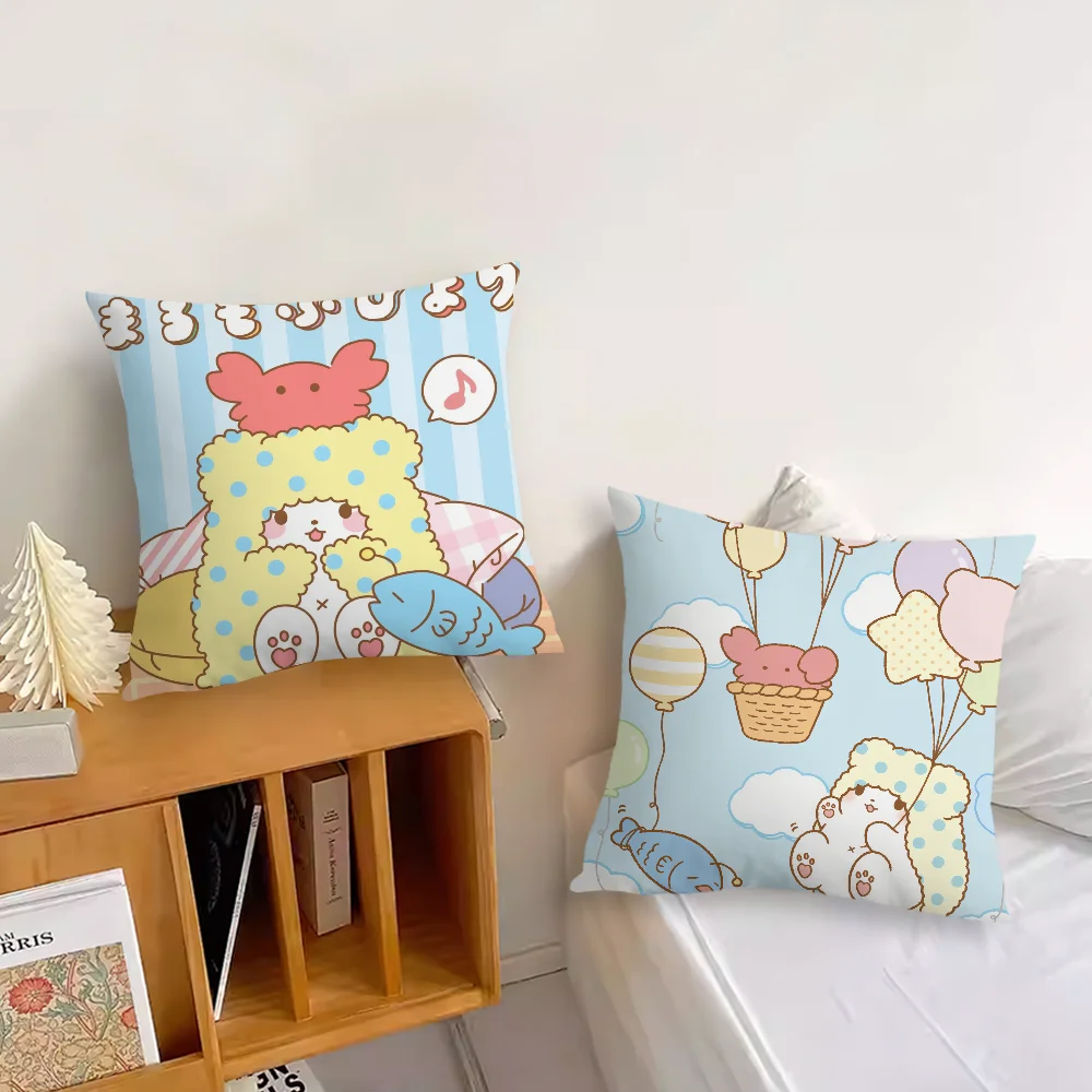 MINISO Kawaii M-Marumofubiyori cushion cover Sofa Living Room Bedroom Headboard Backrest Cushion Square Cushion Nap Time Pillow