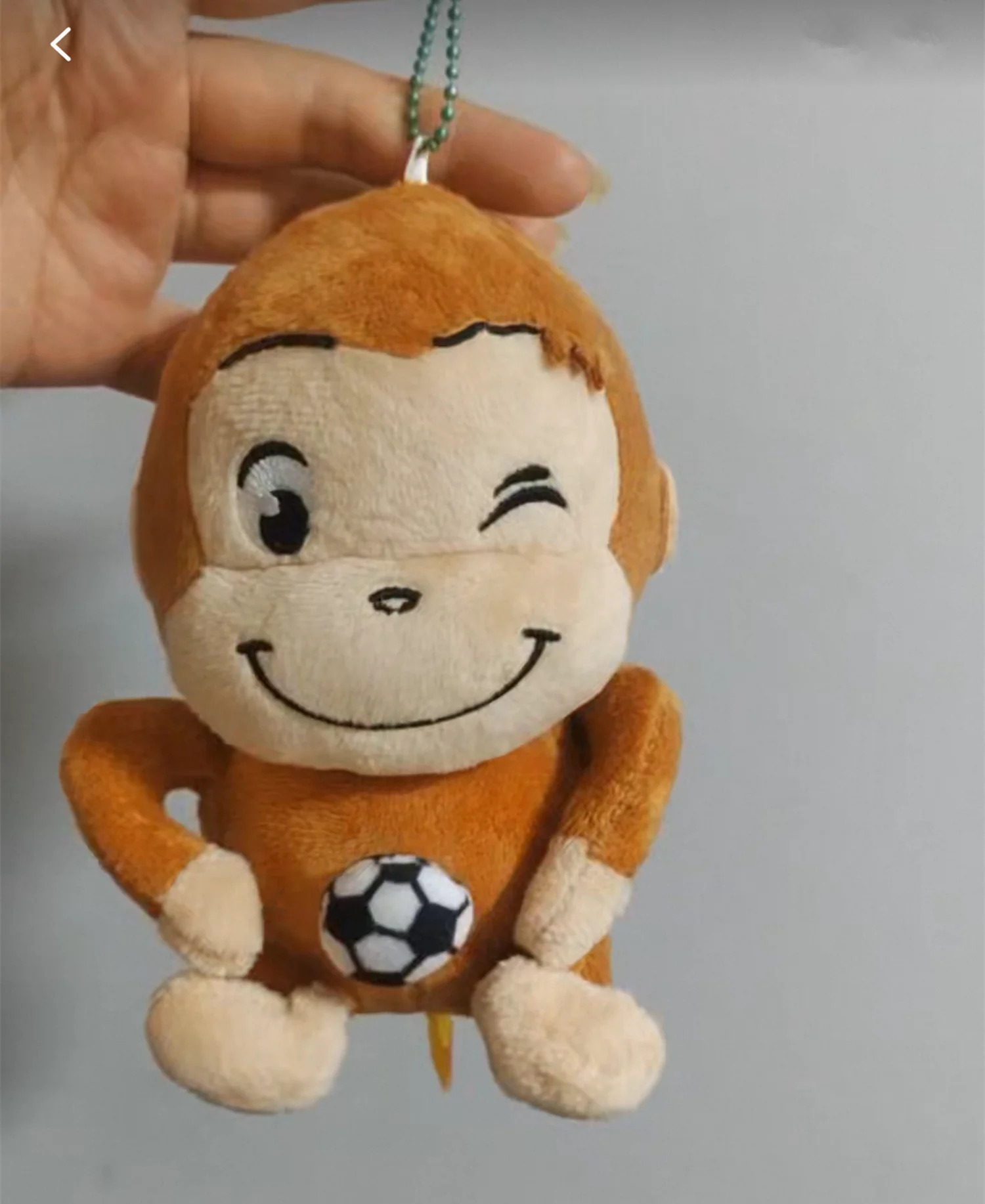New Cute Curious George Monkey Football Plush Keychain Chains Small Pendant Kids Stuffed Animals Toys For Children